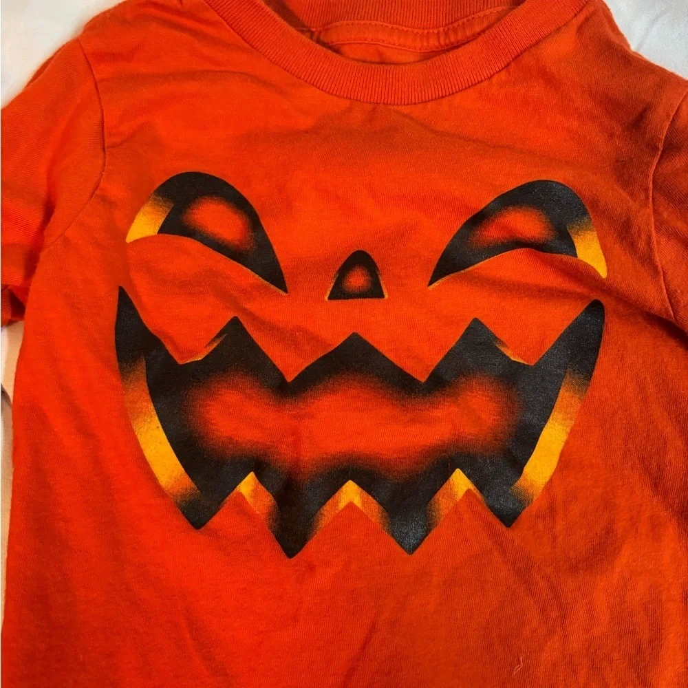 The Children's Place Orange Jack-O'-Lantern pumpkin Long Sleeve Tee 18-24 months